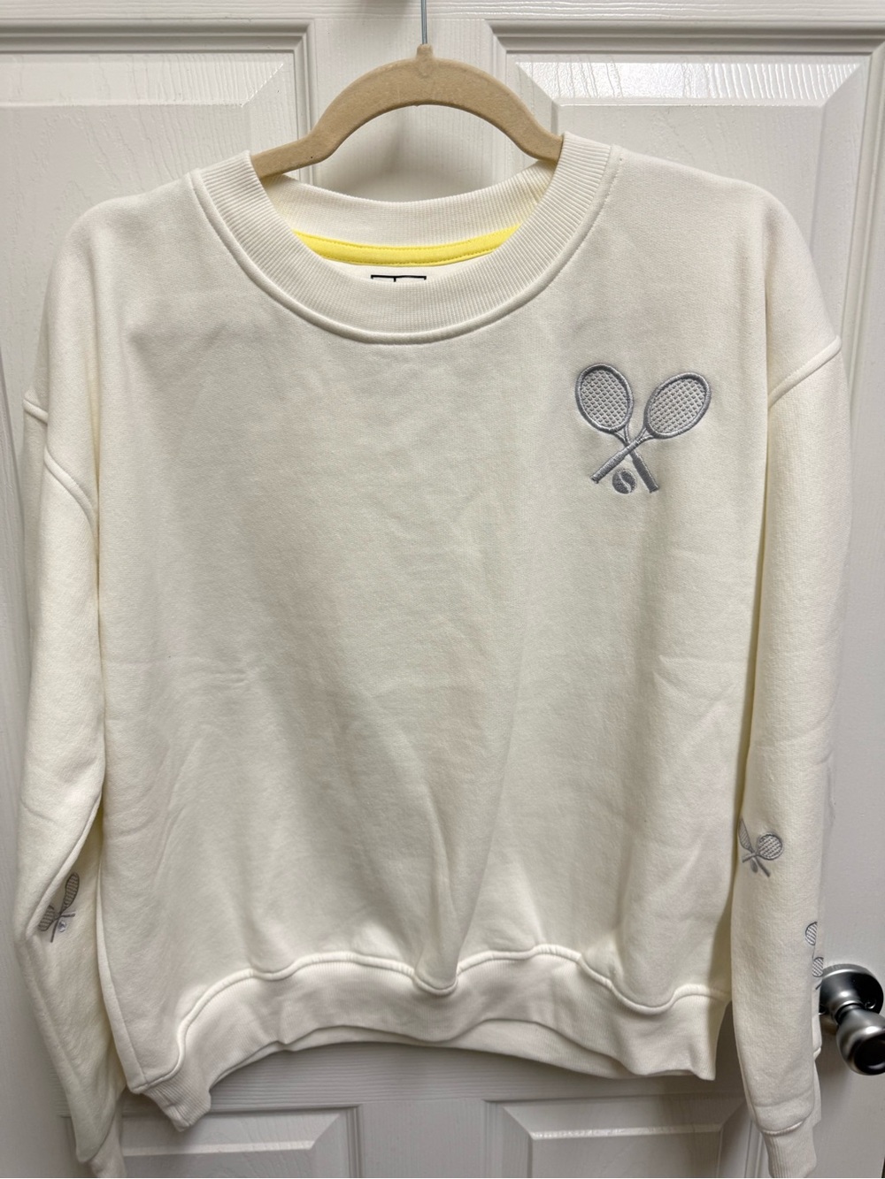 Court Life White Tennis Racket Sweater - Picture 2 of 10